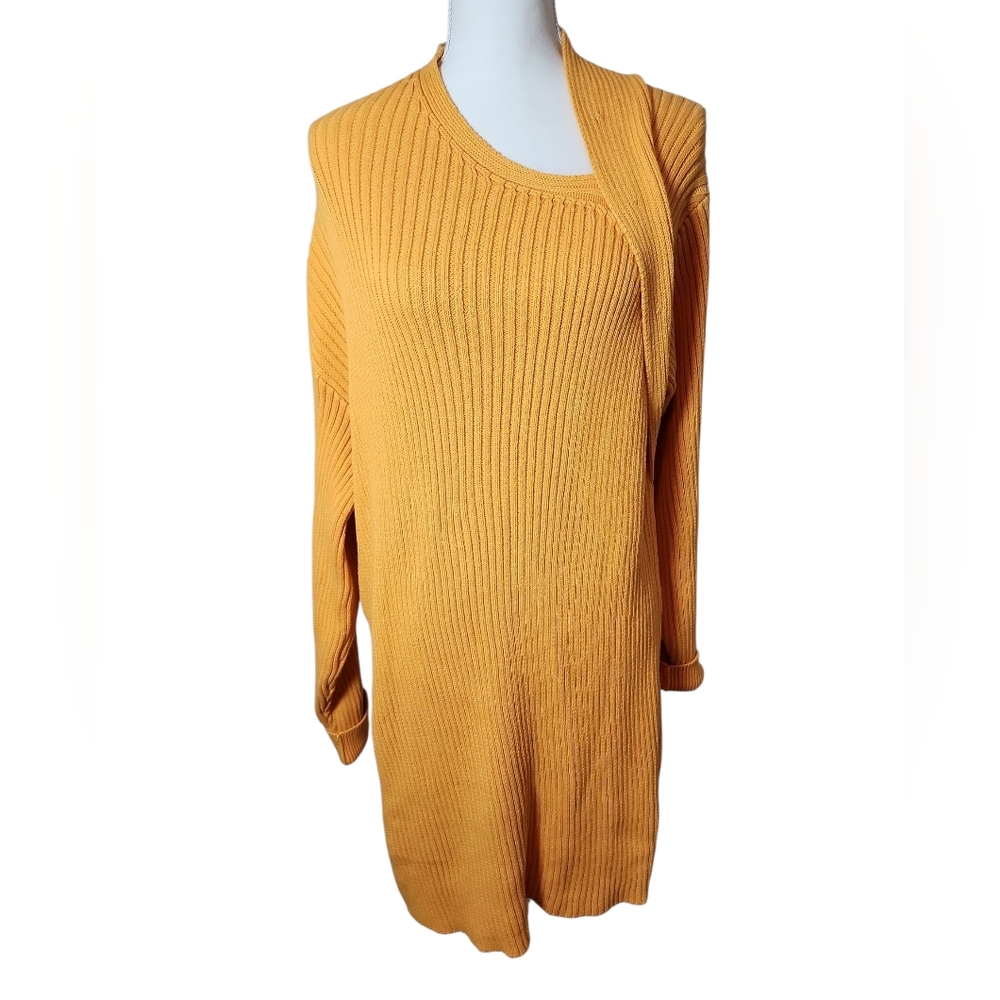Free People Beach Alba Sweater Tunic Dress Ribbed Orange Nwt Size Large